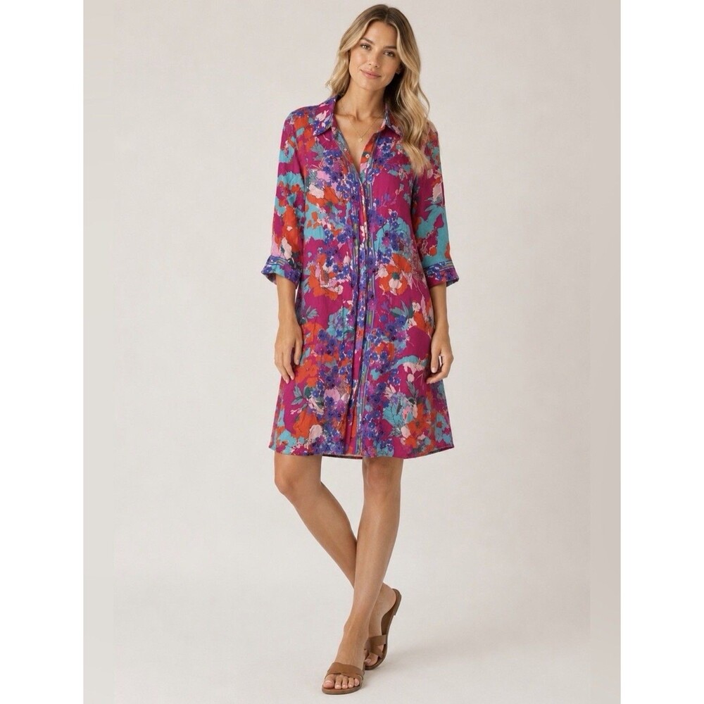 Soft Surroundings Size PS Petite Small Garden Path Shirt Dress Boho Floral NWT
